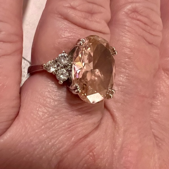 JTV BELLA LUCE Pink and White Diamond simulant rhodium over sterling silver ring - Picture 5 of 8